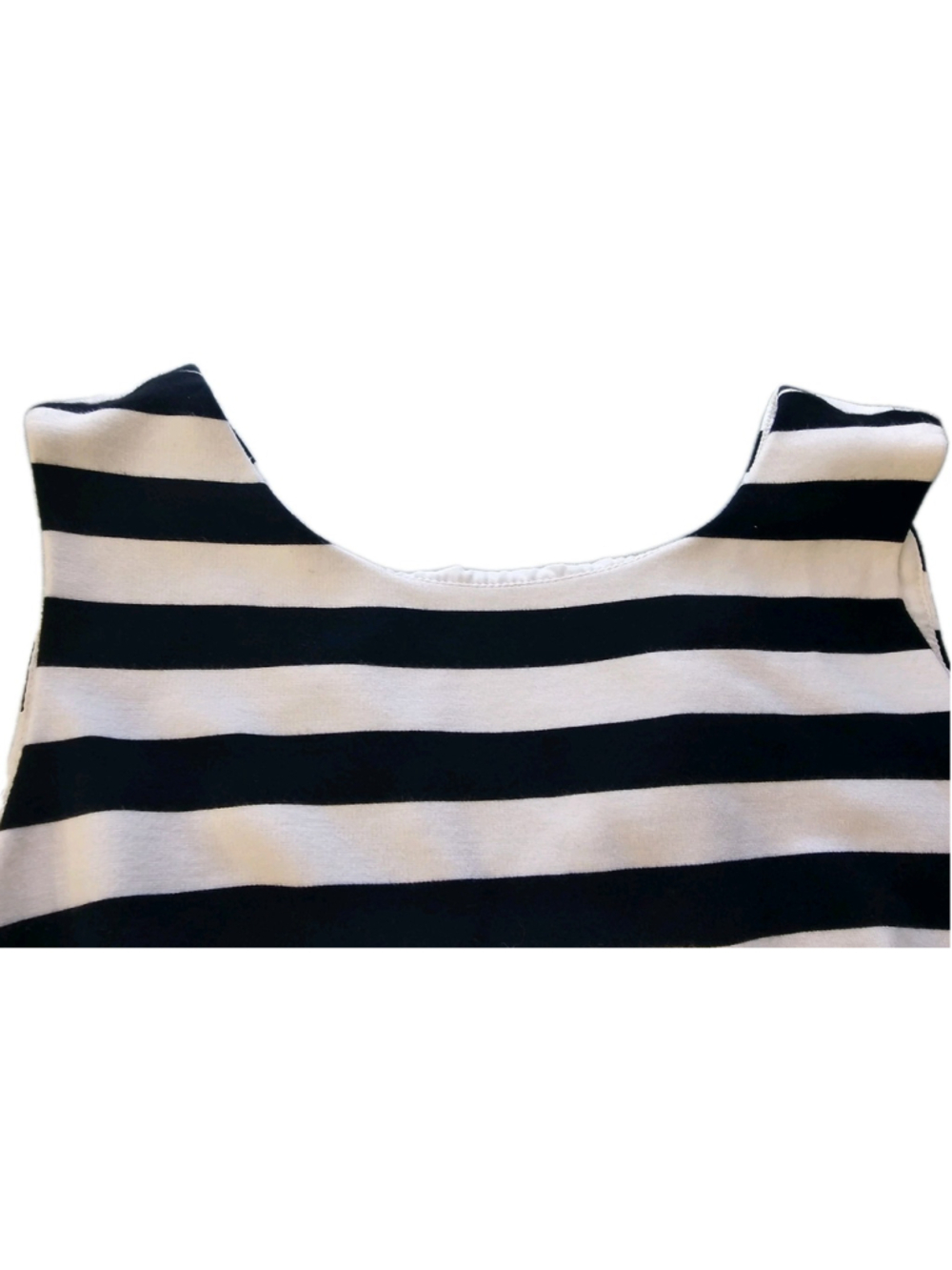 Banana Republic Dress Size 14 Womans Navy White Striped Ponte Sleeveless Ruffle - Picture 3 of 16